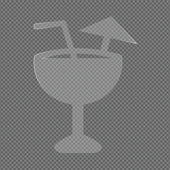 Empty Cocktail Glass with Straw and Umbrella