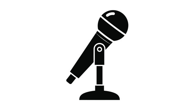 A simple black microphone on a stand a striking visual silhouette