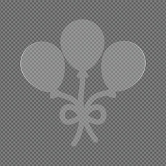 Three Balloons with Ribbon Decoration on Transparent Background