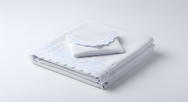 Neatly Folded Mukena Displayed as Islamic Prayer Preparation Item Isolated