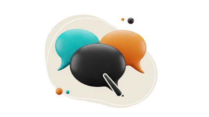 3D Speech Bubbles with Pen Icon