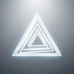 Illustration of Overlaid White Neon Triangles with a Background Blurred Gray