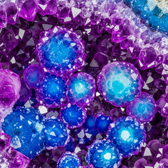 Purple and Blue Geode Crystal with Sparkling Crystal Structure