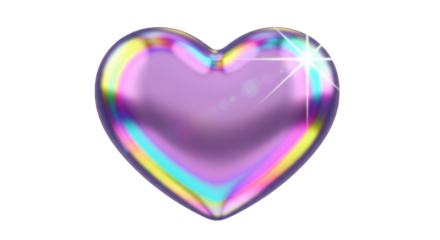 Shimmering holographic heart with rainbow colors and sparkle