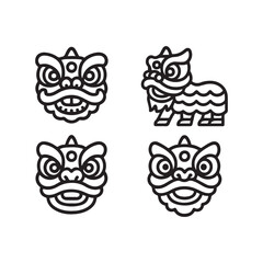 chinese lion dance icons collections
