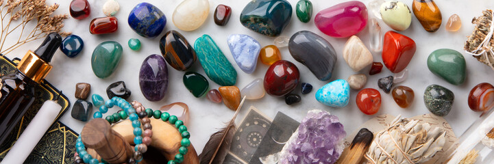 Spiritual Healing Tools with Crystals and Ritual Objects