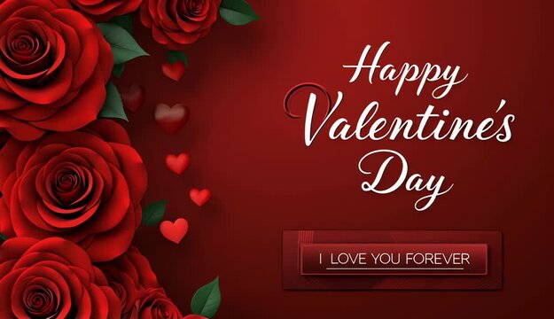 Valentine's day greeting card templates with realistic of beautiful red rose on background