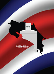 Costa Rica Election Background Featuring National Map Silhouette Flag Colors And Voting poster
