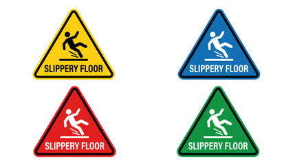 Slippery Floor Office Safety Warning Sign - Flat Vector Icon