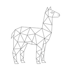 Obraz premium Polygonal line art of alpaca vector