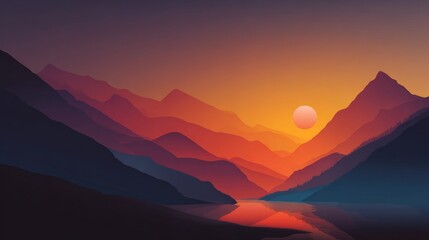 Fototapeta premium abstract the sun sets behind the mountain concepts for background wallpaper