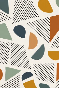 Modern abstract geometric pattern with scattered shapes and line accents