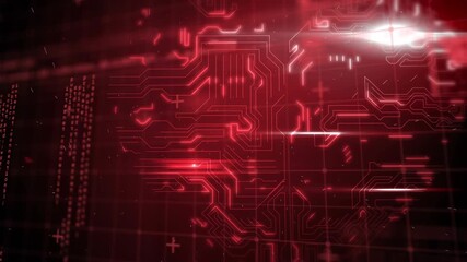 Animation of data processing over computer circuit board in heart shape - Powered by Adobe