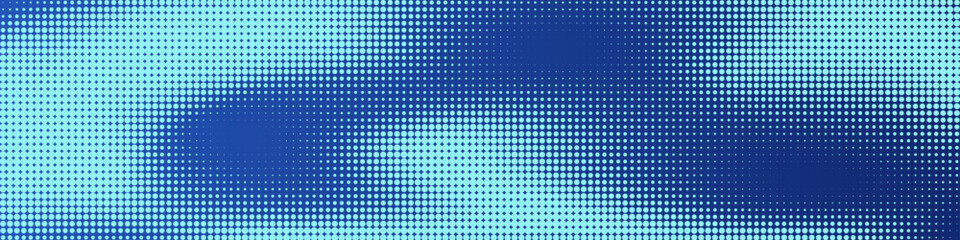 Dotted halftone gradient background. Blue dotted texture pattern with abstract waves and smooth transition of light and shadow. Modern minimal graphic vector illustration.