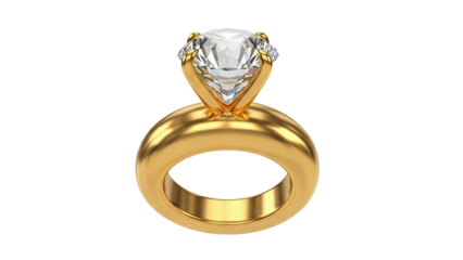 Gold ring with a large diamond