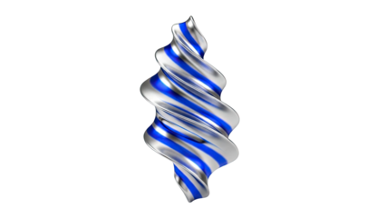 Abstract Swirling Silver and Blue Shape