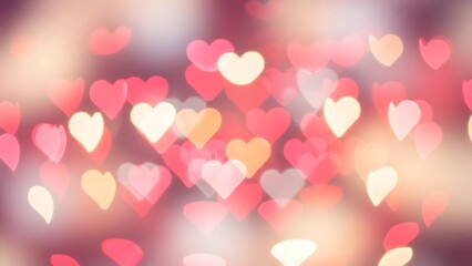 Abstract Valentine Heart Bokeh Background with Warm Light and Romantic Atmosphere