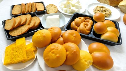 Assorted bread and pastry selection