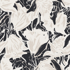 Neutral Colour Abstract Floral Seamless Pattern Design