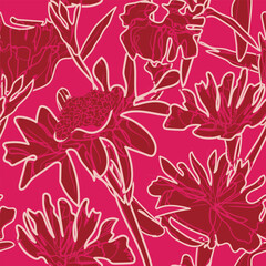 Fuchsia Abstract Floral seamless pattern design
