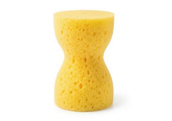 Yellow hourglassshaped sponge isolated on white background