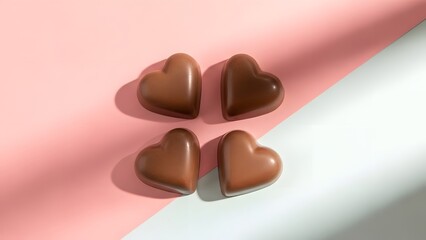 Valentine Heart Shaped Chocolate Flat Lay for Romantic Sweet Celebration
