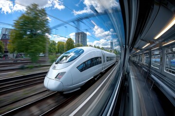 White high speed train passing by platform