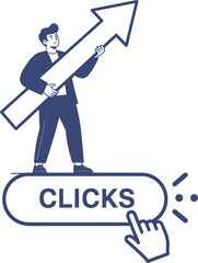 Clicks Growth Digital Marketing Concept Vector Illustration