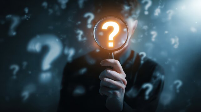 The Magnifying Glass with Glowing Question Mark Revealing Mystery and Uncertainty