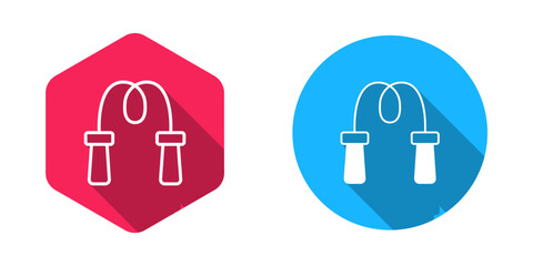 Filled and outline Jump rope icon isolated with long shadow background. Skipping rope. Sport equipment. Vector © Iryna