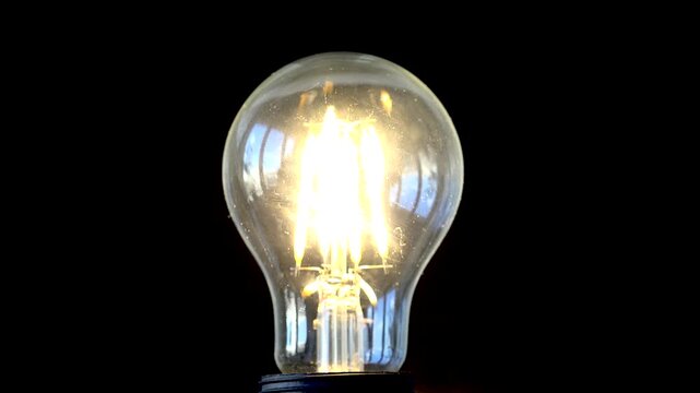 Screwing Bulb in Night, Turn Off the Light Dark View, Turning the Light On a Led Bulb, Blackout, Electricity Concept, Pull Switch On Off, Global Warming Crises