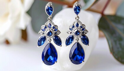 美しく豪華なサファイアのピアス