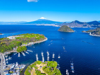 駿河湾、内浦湾と富士山（静岡県沼津市）