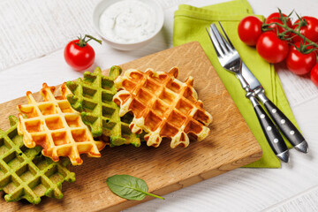 Vegan spinach waffles