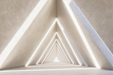 Minimal futuristic corridor with geometric frames