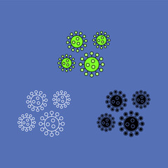 Virus illustration with three different styles. Health theme. Vector illustration.