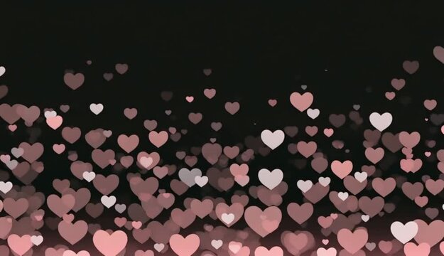 Falling red and white hearts on a soft pink background for valentine s day