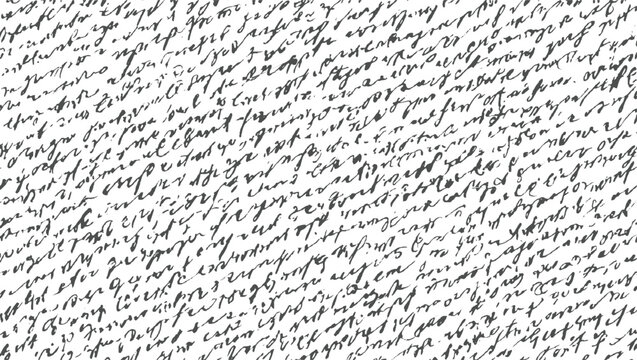 Dense, overlapping handwritten script in cursive forms a complex and illegible textured background with a vintage feel