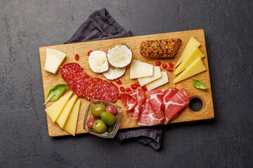 Cheese and meat antipasti platter