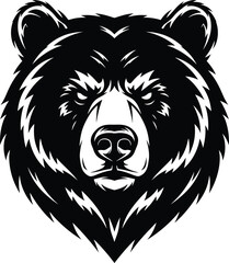 Bear Face Wild Animal Black and White Vector