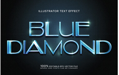 Obraz premium Blue Diamond Editable Text Effect with Metallic Glow