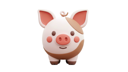 Cute 3D Cartoon Pig Character