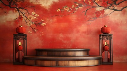 Chinese New Year podium background.
