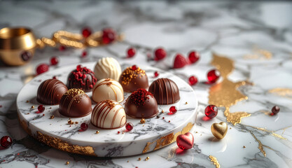 chocolate, jewelry, plate, red, white, gold, black, marble, heart, xmas, christmas, birthday, happy, gift, valentine, box, holiday, ornament, anniversary, package, love, romance, 3d, abstract, backdro