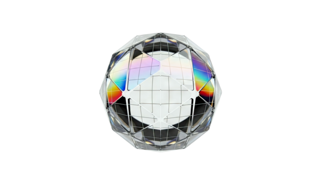 Prismatic Geometric Sphere on White Background - Powered by Adobe