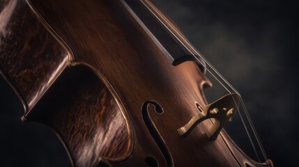 The Violin Close-Up Showing Warm Wooden Grain, Strings, Bridge and F-Hole