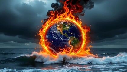 Fire Over Turbulent Seas Under Dark