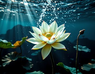 Sunlit Underwater Lotus Flower Gentle Motion