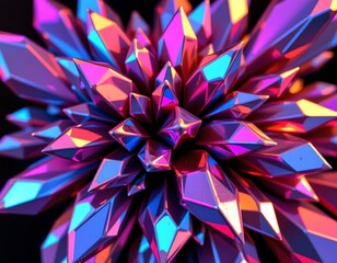 Iridescent Crystal Cluster with Vibrant Light Reflections