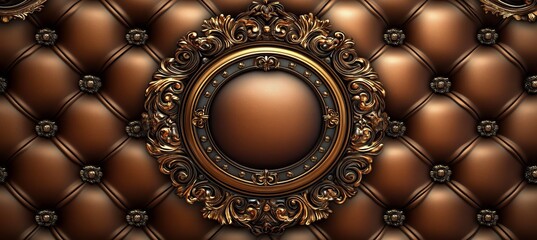 Fototapeta premium Elegant Frame on Soft Brown Leather Background with Decorative Elements and Textured Detail